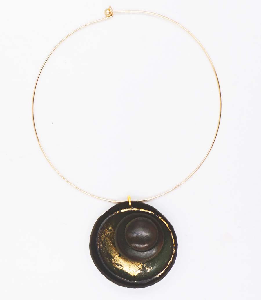 Handgefertigte Lederhalskette Mod. Fuoco Dorè